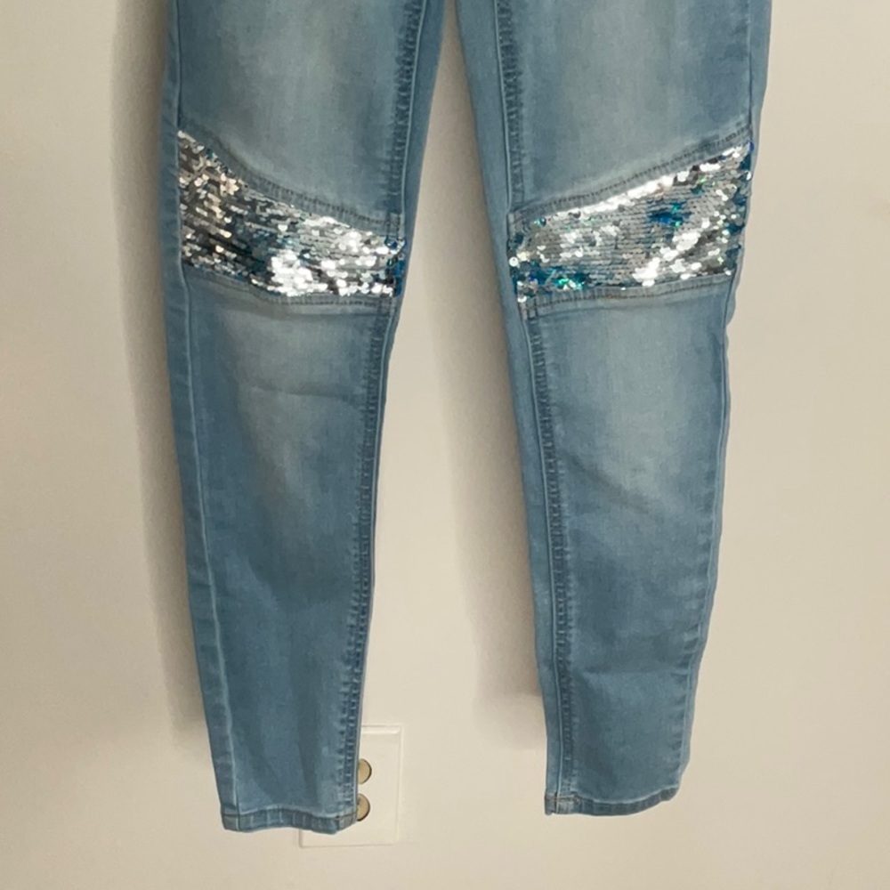 Justice Sequin Mid Rise Jegging Size 10 Slim - Picture 3 of 11